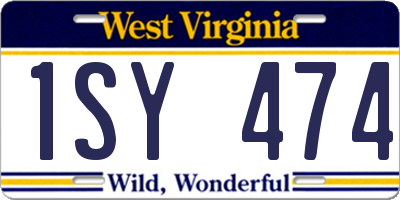 WV license plate 1SY474