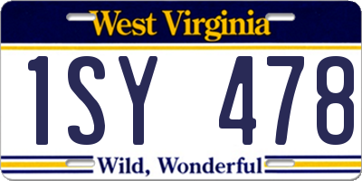 WV license plate 1SY478