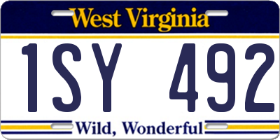 WV license plate 1SY492