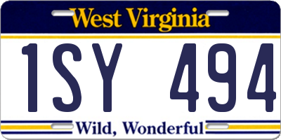 WV license plate 1SY494