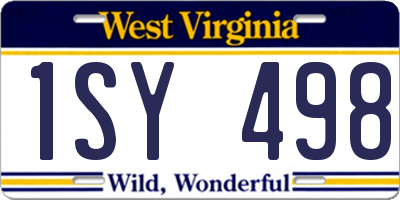 WV license plate 1SY498
