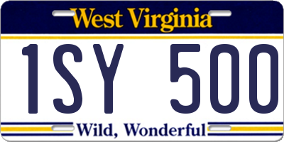 WV license plate 1SY500
