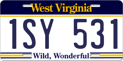 WV license plate 1SY531
