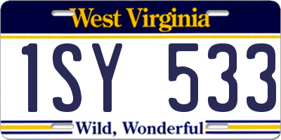 WV license plate 1SY533