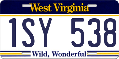 WV license plate 1SY538