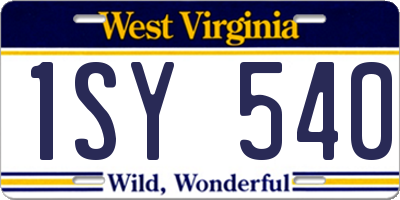 WV license plate 1SY540