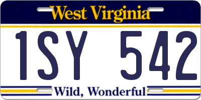 WV license plate 1SY542