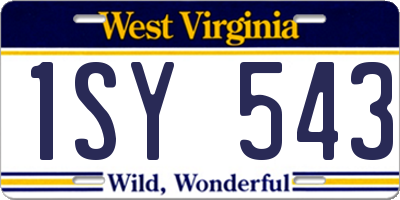 WV license plate 1SY543