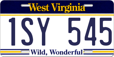 WV license plate 1SY545