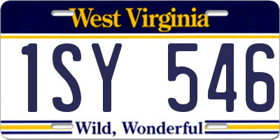 WV license plate 1SY546
