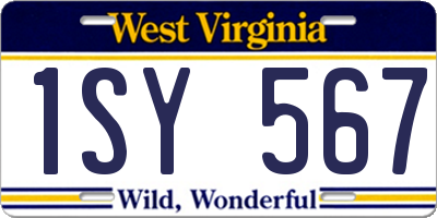 WV license plate 1SY567