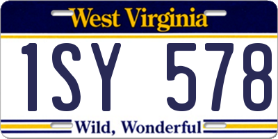 WV license plate 1SY578