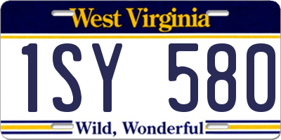 WV license plate 1SY580