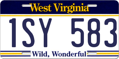 WV license plate 1SY583