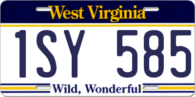 WV license plate 1SY585