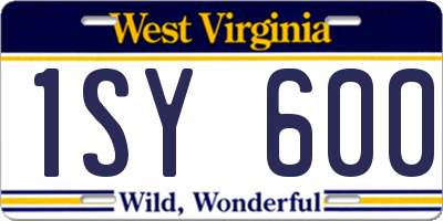 WV license plate 1SY600