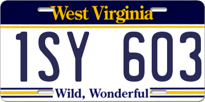 WV license plate 1SY603