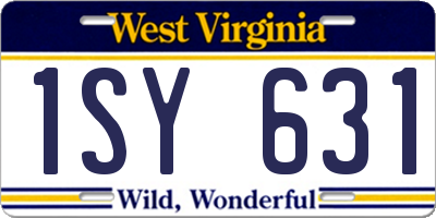 WV license plate 1SY631