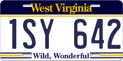 WV license plate 1SY642
