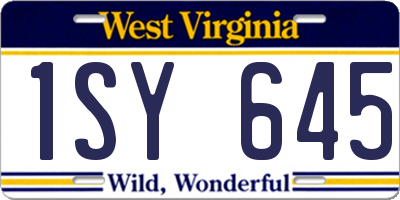 WV license plate 1SY645