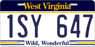 WV license plate 1SY647