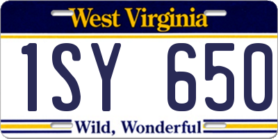 WV license plate 1SY650