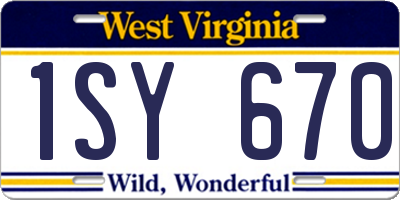 WV license plate 1SY670