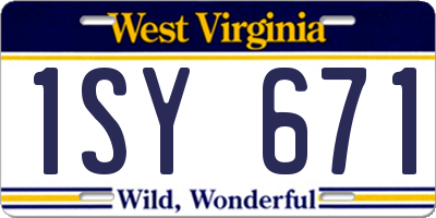 WV license plate 1SY671