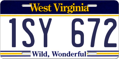 WV license plate 1SY672