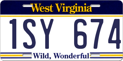 WV license plate 1SY674