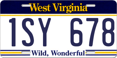 WV license plate 1SY678