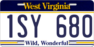 WV license plate 1SY680