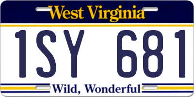 WV license plate 1SY681