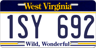 WV license plate 1SY692