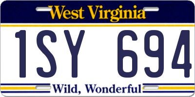 WV license plate 1SY694