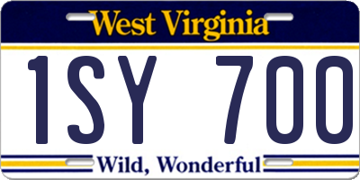 WV license plate 1SY700