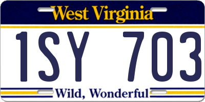 WV license plate 1SY703