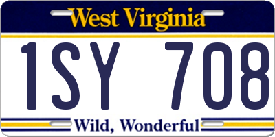 WV license plate 1SY708