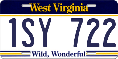 WV license plate 1SY722