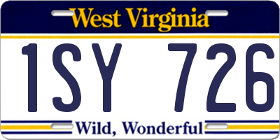 WV license plate 1SY726