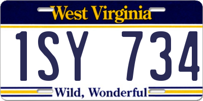 WV license plate 1SY734