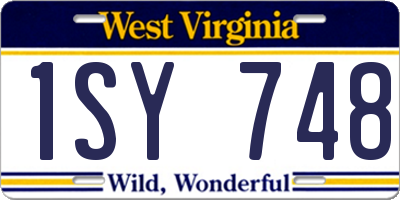 WV license plate 1SY748