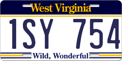 WV license plate 1SY754