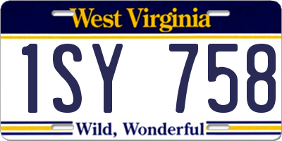 WV license plate 1SY758