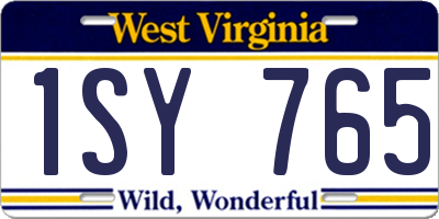 WV license plate 1SY765