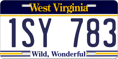 WV license plate 1SY783