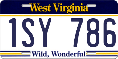 WV license plate 1SY786