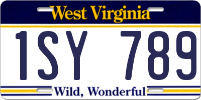 WV license plate 1SY789