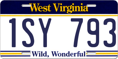 WV license plate 1SY793