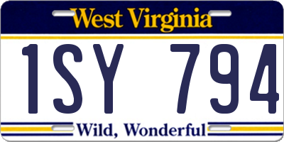 WV license plate 1SY794